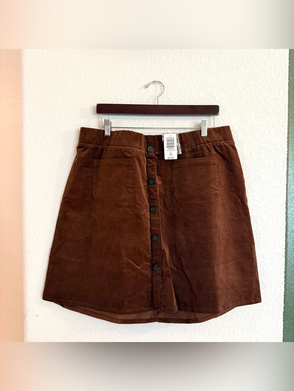 Torrid Womens Skirt Brown Corduroy Mini Faux Button Front Pull On Plus Size 2X